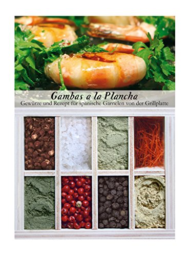 Gambas a la Plancha – 8 Gewürze für spanische Garnelen von der Grillplatte (55g) – in einem schönen Holzkästchen – mit Rezept und Einkaufsliste – Geschenkidee für Feinschmecker – von Feuer & Glas von Feuer und Glas