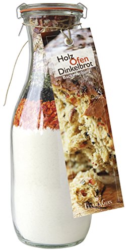 Backmischung im Weckglas für Holz-Ofen-Dinkel- Brot- Raffinierte Geschenkidee für Backfreunde- Backzutaten für die einfache Zubereitung von Holz-Ofen-Dinkelbrot- Gourmetbackmischung von Feuer & Glas von Feuer und Glas