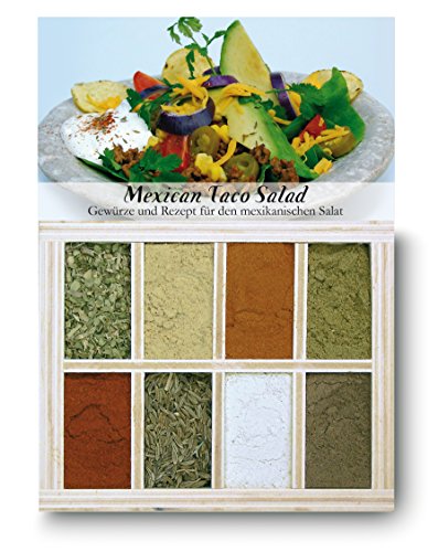 Mexican Taco Salad – 8 Gewürze Set für den mexikanischen Salat (65g) – in einer schönen Holzbox – mit Rezept und Einkaufsliste – Geschenkidee für Feinschmecker von Feuer & Glas von Feuer und Glas