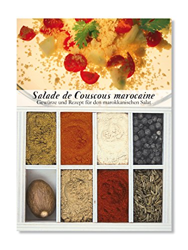 Salade de Couscous marocaine – 8 Gewürze Set für marokkanischen Salat (55g) – in einem schönen Holzkästchen – mit Rezept und Einkaufsliste – Geschenkidee für Feinschmecker von Feuer & Glas von Feuer und Glas