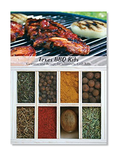 Feuer & Glas Texas BBQ Ribs Gewürz-Mix, 43 g - 8 Gewürze im Set für texanische Spare-Ribs in Holzbox von Feuer und Glas