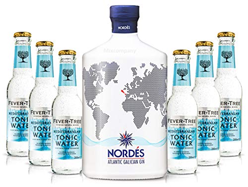 Nordes Atlantic Galician Gin aus Galizien 0,7l (40% Vol) + 6x Fever-Tree Mediterranean Tonic Water 0,2 MEHRWEG inkl. Pfand- [Enthält Sulfite] von Fever-Tree-Fever-Tree