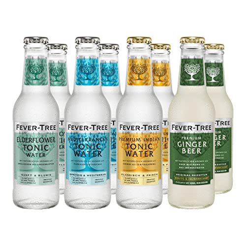 Fever-Tree Set Tonic Water, 2 x Mediterranean, 2 x Premium Indian, 2 x Ginger Beer, 2 x Elderflower ( 8Flaschen Mix ) von FEVER-TREE