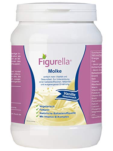 Abnehmen mit Molke | 750 g fettarmes Süßmolkenpulver für Diät, Trennkost, Fastenkur, Badezusatz | Der Vital-Shake und Wellnessdrink | Figurella Molke (Vanille 750 g) von Figurella