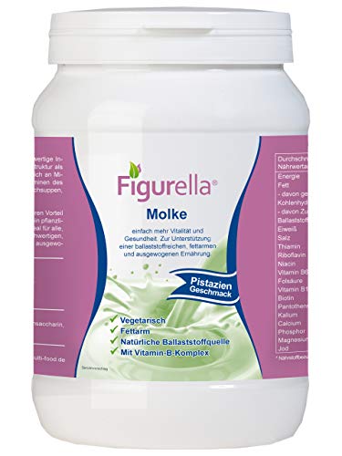 Abnehmen mit Molke | 750 g fettarmes Süßmolkenpulver für Diät, Trennkost, Fastenkur, Badezusatz | Der Vital-Shake und Wellnessdrink | Figurella Molke (Pistazie 750 g) von Figurella