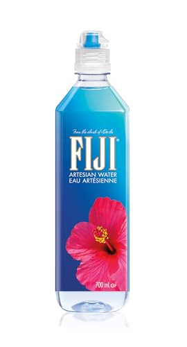 FIJI Water 700 ml, natürliches Quellwasser, mit Sports Cap-Verschluss, 12er Pack (Einweg, 12 x 700 ml) von FIJI