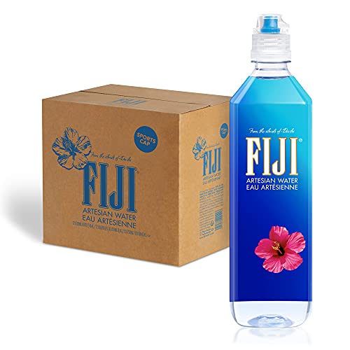 FIJI Water 700 ml, natürliches Quellwasser, mit Sports Cap-Verschluss, 12er Pack (Einweg, 12 x 700 ml) von Fiji