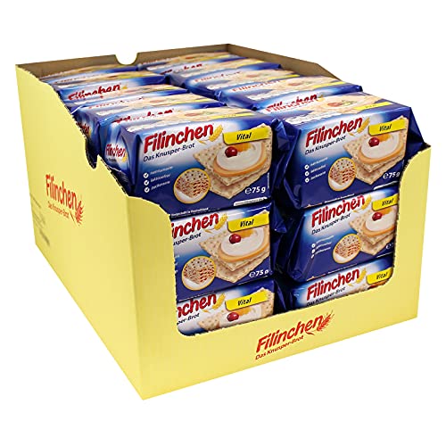 30er Pack Filinchen Das Knusper-Brot Vital 30 x 75 g zuckerarm laktosefrei natriumarm Snack Knäckebrot Waffelbrot Knusperbrot Pausensnack von Filinchen