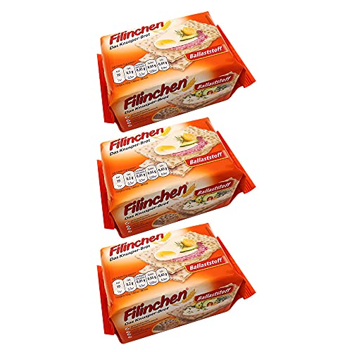 3er Pack Filinchen Das Knusper-Brot Ballaststoff 3 x 75 g zuckerarm Waffelbrot Knusperbrot Snack Knäckebrot Pausensnack von Filinchen