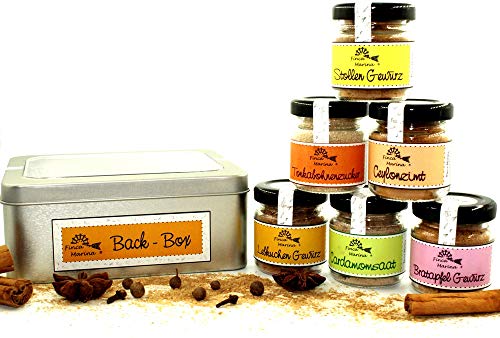 Back - Box mit 6 Gewürzen und Gewürzmischungen in der Geschenkdose aus der Finca Marina Gewürzmanufaktur Back - Box mit 6 Gewürzen und Gewürzmischungen in der Geschenkdose aus der Finca Marina Gewürzmanufaktur von Finca Marina