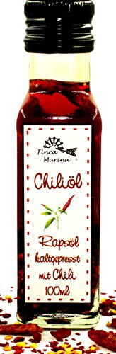 Chiliöl mit Rapsöl 100ml aus der Finca Marina Gewürzmanufaktur Chiliöl mit Rapsöl 100ml aus der Finca Marina Gewürzmanufaktur von Finca Marina