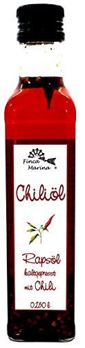Chiliöl mit kaltgepresstem Rapsöl 0,250l aus der Finca Marina Gewürzmanufaktur von Finca Marina