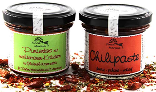Chiliset mit Chilipaste und Pimientos in Olivenöl aus der Finca Marina Gewürzmanufaktur von Finca Marina