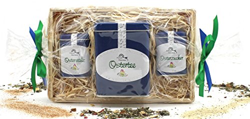 Osterkörbchen mit Ostertee, Ostersalz und Osterzucker aus der Finca Marina Gewürzmanufaktur Osterkörbchen mit Ostertee, Ostersalz und Osterzucker aus der Finca Marina Gewürzmanufaktur von Finca Marina