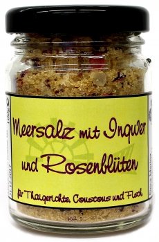 Ingwersalz mit Rose 90g aus der Finca Marina Gewürzmanufaktur von Finca Marina