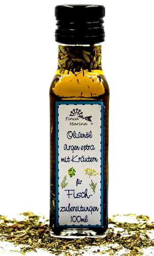 Olivenöl mit Kräutern und Gewürzen für Fisch 100ml aus der Finca Marina Gewürzmanufaktur von Finca Marina