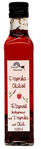 Paprika-Chiliöl mit kaltgepresstem Rapsöl 250ml aus der Finca Marina Gewürzmanufaktur von Finca Marina