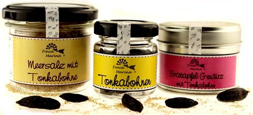 Tonkabohnenträume im Set mit Tonkabohnensalz, Bratapfel Gewürz mit Tonkabohne und Tonkabohnen ganz von Finca Marina Tonkabohnenträume im Set mit Tonkabohnensalz, Bratapfel Gewürz mit Tonkabohne und Tonkabohnen ganz von Finca Marina von Finca Marina