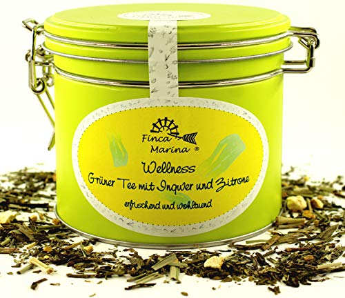 Wellness Grüner Tee mit Ingwer und Zitrone 100g aus der Finca Marina Gewürzmanufaktur von Finca Marina