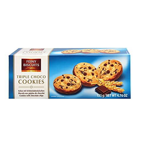 "Triple Choco Cookies" Kekse mit Schokoladestückchen 135g Packung Feiny Biscuits von Fine Biscuits