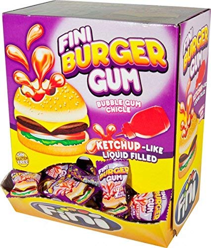1 Box 200 Fini Kaugummi Burger Gum mit Flüssiger Füllung von Fini
