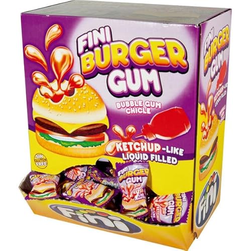 1 Box 200 Fini Kaugummi Burger Gum mit Flüssiger Füllung von Fini