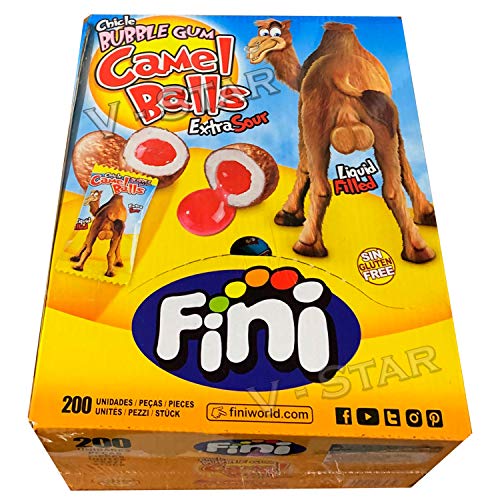 FINI Chicle Camels Ball mit Flüssigkeit gefüllt, Kaugummi, Retro-Süßigkeiten und Süßigkeiten, 200 Stück von Fini