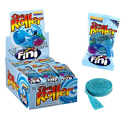 FINI Roller Fruit Flavoured Raspberry Rollers Belts Bubblegum Retro Sweets Full Box (40 Stück) – VSTAR von Fini
