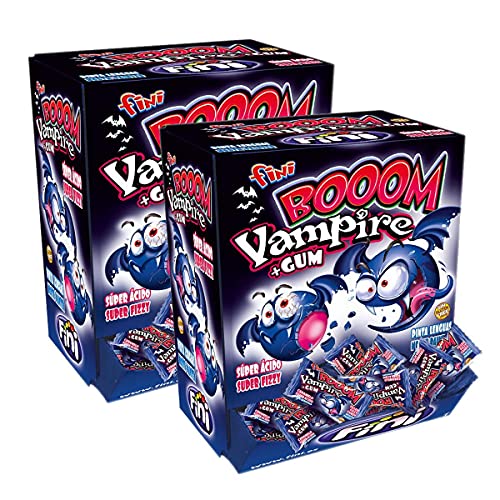 Fini Booom Bubble Gum Vampire 200 Stück - Bongbons mit Kaugummikern (2er Pack) von Fini