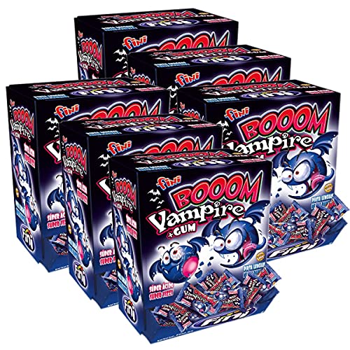 Fini Booom Bubble Gum Vampire 200 Stück - Bongbons mit Kaugummikern (6er Pack) von Fini