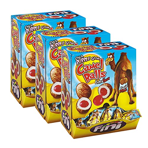 Fini Bubble Gum Camel Balls 200 Stück - Extra sauer und Glutenfrei (3er Pack) von Fini