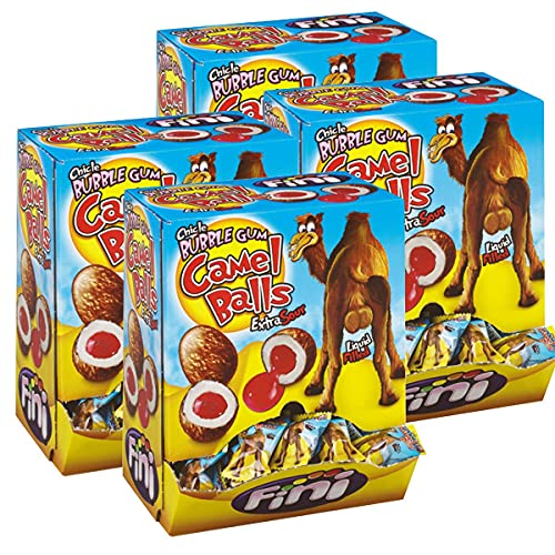 Fini Bubble Gum Camel Balls 200 Stück - Extra sauer und Glutenfrei (4er Pack) von Fini