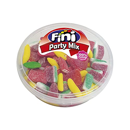 Party Mix Behälter | Fruchtgummi Sortiment | Süßigkeiten | Wassermelone, Banane, Herz Gelee, Bohnen Form| Abwechslungsreich | von Fini