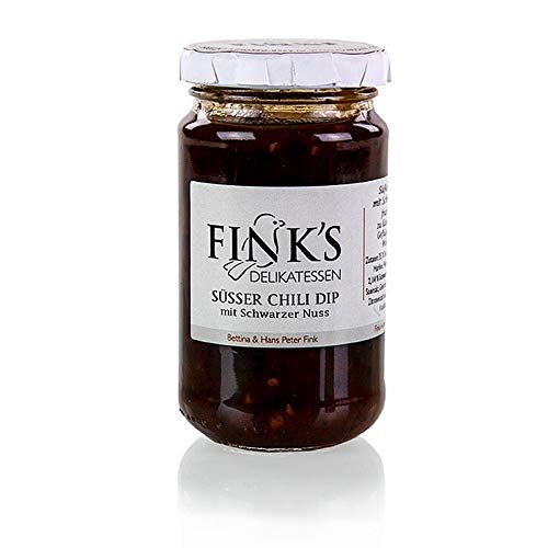 Süßer Chili Dip mit Schwarzer Nuss Dip, Finks, 212 ml von Fink´s Delikatessen