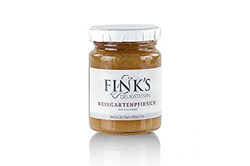Weingartenpfirsich Fruchtaufstrich, mit Lavendel, 110g Weingartenpfirsich Fruchtaufstrich, mit Lavendel, 110g von Fink's