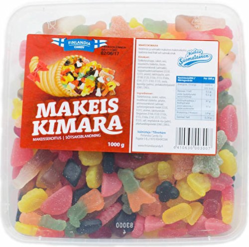 Finlandia Candy Makeis Kimara Gummibonbons mit Früchten und Salmiakki Geschmack, 1000g von Finlandia Candy