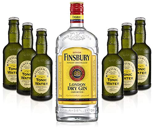 Gin Tonic Set - Finsbury London Dry Gin 0,7l 700ml (37,5% Vol) + 6x Fentimans Tonic Water 200ml - Inkl. Pfand MEHRWEG von Finsbury-Finsbury