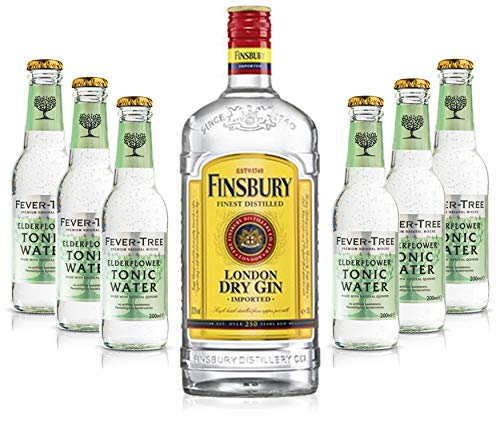Gin Tonic Set - Finsbury London Dry Gin 0,7l 700ml (37,5% Vol) + 6x Fever Tree Elderflower Tonic Water 200ml - Inkl. Pfand MEHRWEG von Finsbury-Finsbury