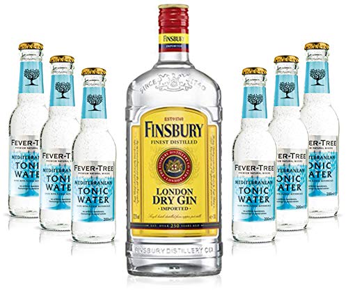 Gin Tonic Set - Finsbury London Dry Gin 0,7l 700ml (37,5% Vol) + 6x Fever Tree Mediterranean Tonic Water 200ml - Inkl. Pfand MEHRWEG von Finsbury-Finsbury