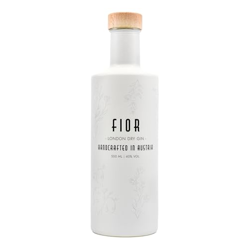 GIN FIOR London Dry Gin 40% Vol. 0,5L I Aus Österreich I In einer einzigartig Handgemachten Flasche I Ideal für Feierabend, Date, Partys & Geschenk & zum Gin Tasting von FIOR