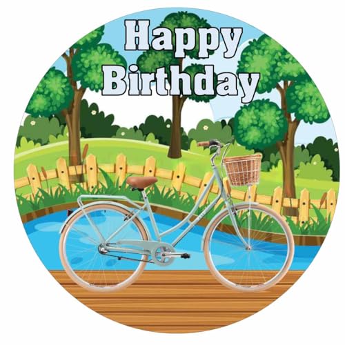 Essbarer Tortenaufleger * FAHRRAD * // Kuchendekoration Fahrradfreunde //20cm Durchmesser (Zuckerpapier) von Firlefantastisch Der Partyshop