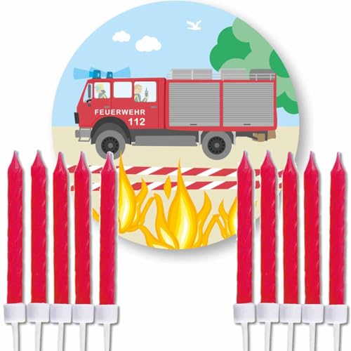 Essbarer Tortenaufleger * FEUERWEHR 110 * mit 10 roten Kuchenkerzen // Feuerwehr Kuchendekoration Essbarer Tortenaufleger * FEUERWEHR 110 * mit 10 roten Kuchenkerzen // Feuerwehr Kuchendekoration von Firlefantastisch Der Partyshop