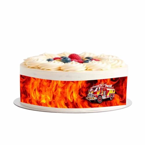 Essbares Tortenband * FEUERWEHR * für die FeuerwehrTortendekoration // Tortenband Feuerwehr 4 Stück 20x5 cm zum Mitessen von Firlefantastisch Der Partyshop