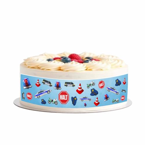 Essbares Tortenband * POLIZEI * für die Polizei Tortendekoration // Tortenband Polizei 4 Stück 20x5 cm zum Mitessen von Firlefantastisch Der Partyshop