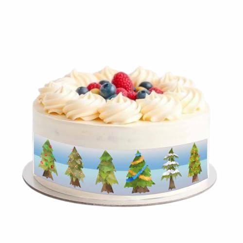 Essbares Tortenband * WEIHNACHTEN * mit Weihnachtsbäumen für die Weihnachtstorte Zuckerpapier // Weihnachten Kuchendekoration // Weihnachten Tortendeko von Firlefantastisch Der Partyshop