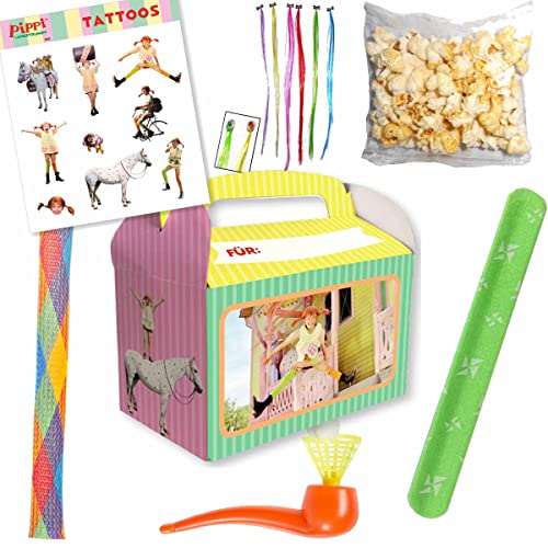 Gefüllte Wundertütenbox Pippi Langstrumpf // Mitgebsel Pippi Langstrumpf // Wundertüte Mädchen // Kindergeburtstag Pippi Langstrumpf von Firlefantastisch Der Partyshop