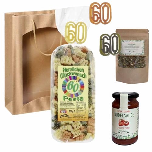 Feinkost-Set 60. Geburtstag mit Nudeln, Sauce, Gewürze // Nudeln als 60, Sauce, Gewürze Feinkost-Set 60. Geburtstag mit Nudeln, Sauce, Gewürze // Nudeln als 60, Sauce, Gewürze von Firlefantastisch Der Partyshop