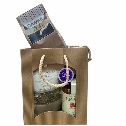 Feinkost-Set Danke mit Danke Nudeln, Sauce, Gewürze/Dankeschön Geschenkset Feinkost-Set Danke mit Danke Nudeln, Sauce, Gewürze/Dankeschön Geschenkset von Firlefantastisch Der Partyshop