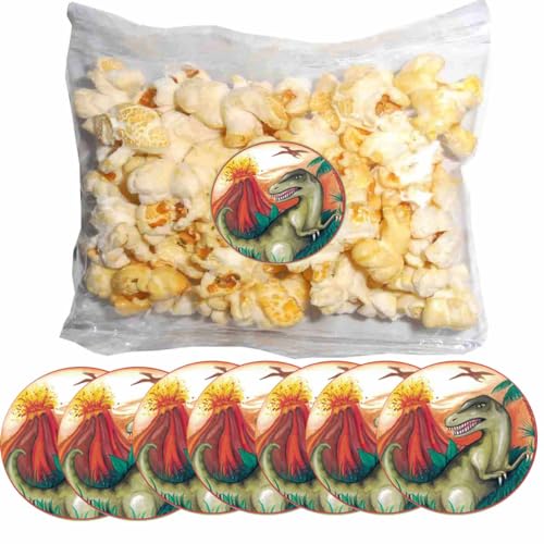 Popcorn Tütchen Dinosaurier 10 Stück //10x Popcorn je 10g und 10 Dinosauriersticker von Firlefantastisch Der Partyshop