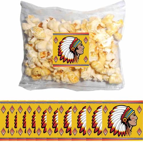 Popcorn Tütchen Indianer 10 Stück // 10 Tütchen Indianer-Popcorn je 10g mit Indianer-Stickern von Firlefantastisch Der Partyshop